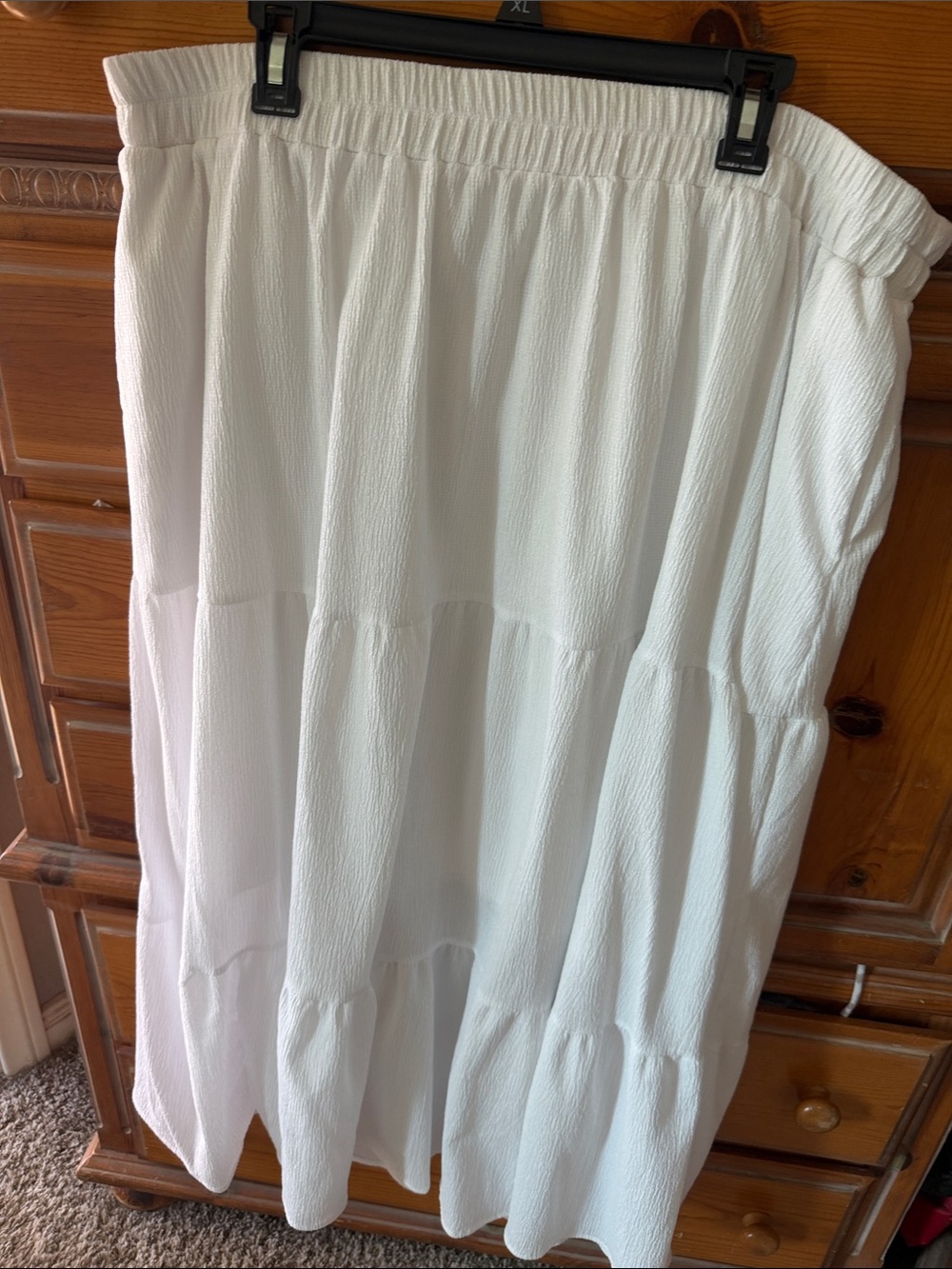 White Mark White Tiered Maxi Skirt with Elastic Waistband
